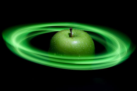 green apple in a green circleの写真素材