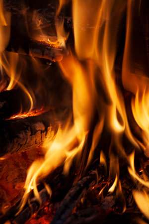 Fire, flames on a black background. Fire for advertising. Fire a fire.