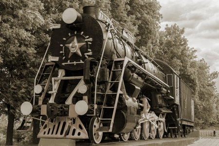 The locomotive-monument L-3291. Powerful, beautiful Russian locomotive.