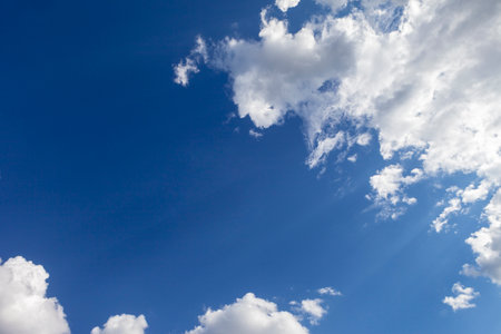 Blue sky background with clouds  close-up.の写真素材