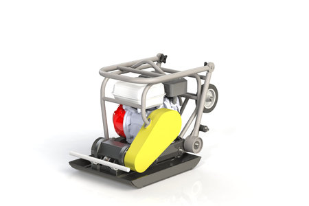 3D modeling of a construction vibration plate with a two-stroke internal combustion engine. This is...