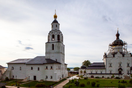 Sviyazhsk, Russia, June 04, 2018: Assumption Cathedral in Sviyazhsk, Republic of Tatarstan. White wall building.  Russia is a male monastery, included in UNESCO World Heritage list.のeditorial素材