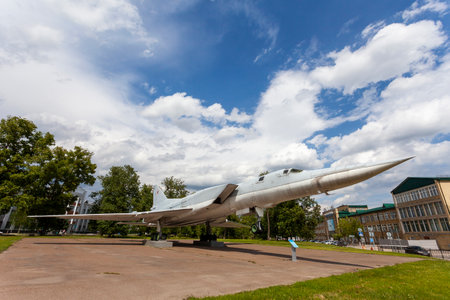 KAZAN, RUSSIA, JUNE 05, 2018: The plane-monument TU-22M3 in Kazan. The fastest bomber in the world.のeditorial素材