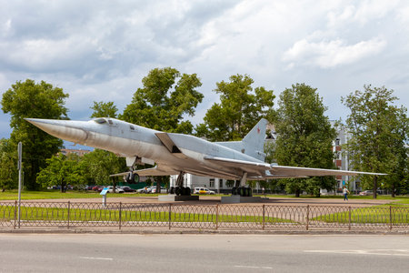 KAZAN, RUSSIA, JUNE 05, 2018: The plane-monument TU-22M3 in Kazan. The fastest bomber in the world.のeditorial素材