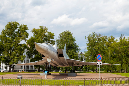 KAZAN, RUSSIA, JUNE 05, 2018: The plane-monument TU-22M3 in Kazan. The fastest bomber in the world.のeditorial素材