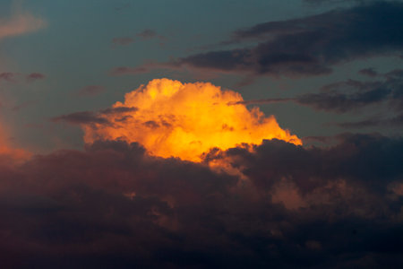 Background of the blood red evening sky and clouds.の写真素材