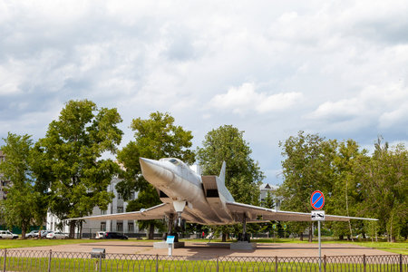 KAZAN, RUSSIA, JUNE 05, 2018: The plane-monument TU-22M3 in Kazan. The fastest bomber in the world.のeditorial素材