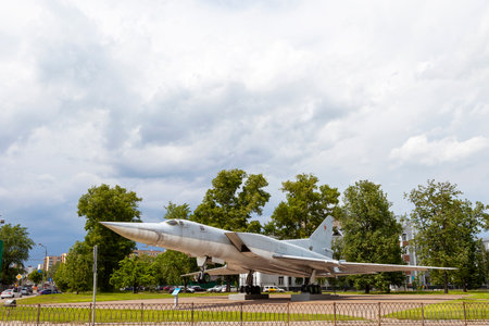 KAZAN, RUSSIA, JUNE 05, 2018: The plane-monument TU-22M3 in Kazan. The fastest bomber in the world.のeditorial素材