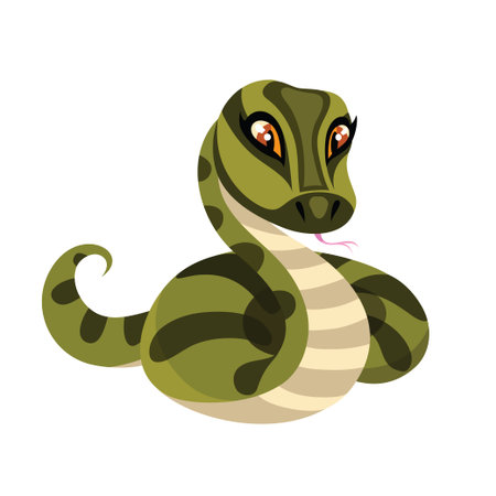 Snake isolated on white background. Anaconda in cartoon style. Vector illustration.