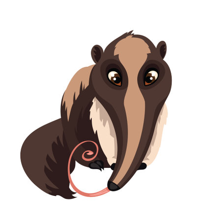 Anteater isolated on white background. Giant anteater in a cartoon style. Vector illustration.のイラスト素材