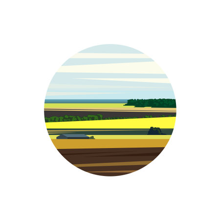Geometric rural landscape.のイラスト素材
