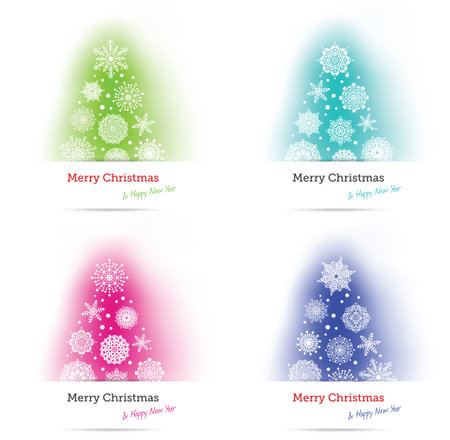 Set of four Christmas trees on a white background. Original background for your design.のイラスト素材