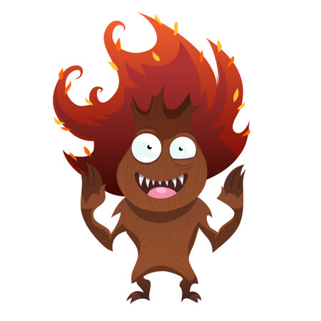 Funny tree monster for Halloween. Spooky tree isolated on white background. Vector illustration.のイラスト素材