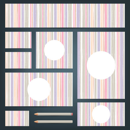 Corporate identity templates. Set of vector backgrounds. Set of corporate identity templates with striped grunge texture. Vector illustration.のイラスト素材