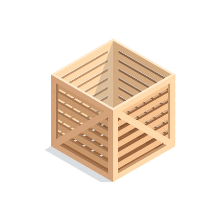 Isometric wooden box illustration.のイラスト素材