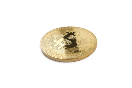 bitcoin coin isolated on a white background, cryptocurrency, crypto trading.の写真素材