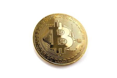bitcoin coin isolated on a white background, cryptocurrency, crypto trading.の写真素材