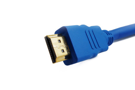 blue hdmi cable, isolated on a white background,