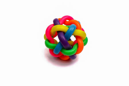 multi-colored cat toy isolated on a white background.の写真素材