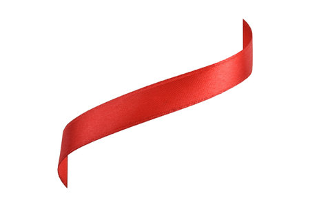 Clipping path. Ribbon Tag. Red ribbon isolated on white background. Ribbon Banner. Birthday ribbon. Red Labels Tag. Red ribbon decoration.の写真素材