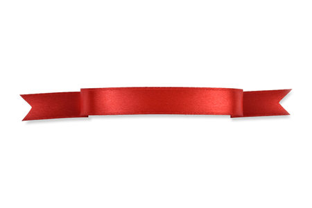 Clipping path. Ribbon Banner. Red Labels Tag. Red ribbon isolated on white background. Red ribbon decoration. Birthday ribbon. Shiny red ribbon.の写真素材