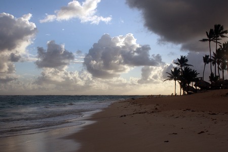 Storm clouds, storm Passing over Sea, dramatic clouds after storm coast lineの写真素材