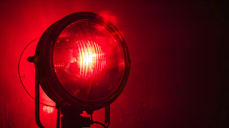 Red light on a dark background. Shallow depth of field.