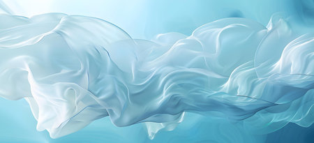 Abstract background of blue wavy silk or satin. 3d renderingの写真素材