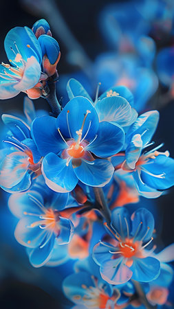 Plum blossom. Beautiful blue flowers of Japanese apricot.の写真素材