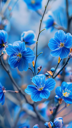 Beautiful spring flowers. Blue flowers on a blurred background. Floral background.