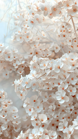White flowers on a tree branch close-up. Floral background.