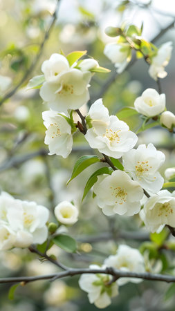 White jasmine flowers blooming in the garden on a spring dayの写真素材