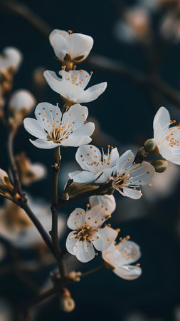 Cherry blossoms in the spring time on a dark background.の写真素材