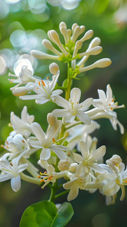 White flowers of lily of the valleyの写真素材