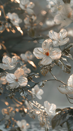 white flowers in a glass vase on a dark background close-up