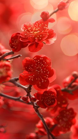 Plum blossom and bokeh background, Chinese New Yearの写真素材