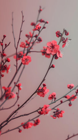 plum blossom in the garden with soft focus, vintage styleの写真素材