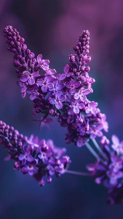 Beautiful lilac flowers on a purple background. Selective focus.
