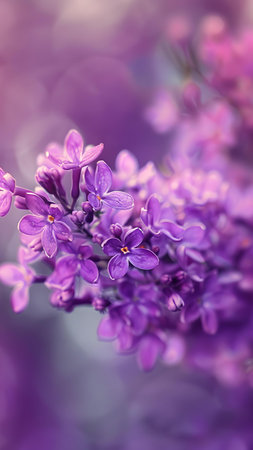 Beautiful lilac flowers on a blurred background. Selective focus. nature.の写真素材