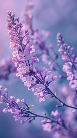 Lilac flowers in the garden. Spring nature background. Selective focus.の写真素材