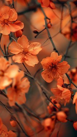 Plum blossom in spring, close up. Beautiful flowers.の写真素材