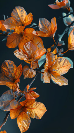 Bougainvillea flowers on dark background, close-up