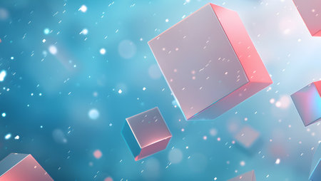 Abstract 3d rendering of geometric shapes. Bokeh background.の写真素材