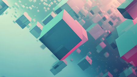 3d rendering of abstract geometric shapes in virtual space. Futuristic background.の写真素材