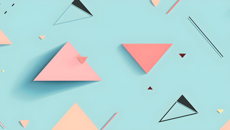 Abstract 3d rendering of chaotic geometric shapes in pastel colors. Modern background design for...