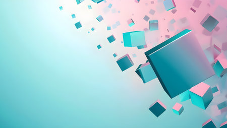 3d illustration of abstract geometric background with cubes in pastel colors