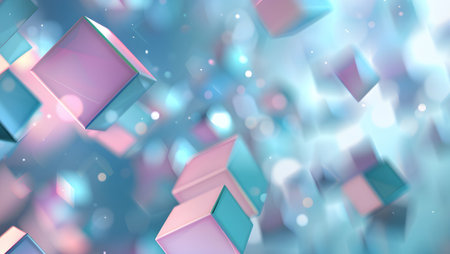 3d illustration of abstract geometric background with blue and pink cubes.