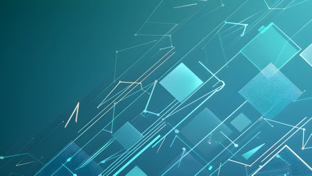 Abstract technology background with hexagons and squares. 3d illustration.の写真素材