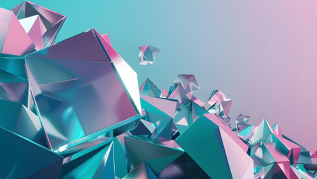 Abstract 3d rendering of chaotic low poly shape. Futuristic background.