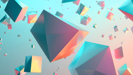 Abstract 3d rendering of chaotic low poly shape. Futuristic background design.